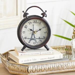 Black Metal Eiffel Tower Clock